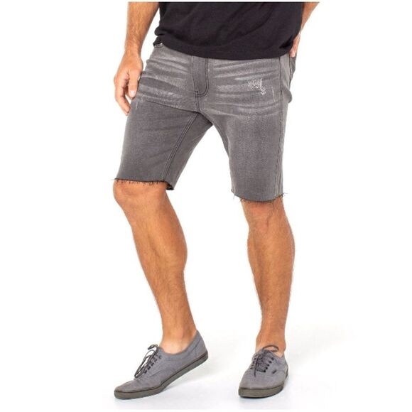 Slim Fit Denim Stretch Shorts Lightly Destructed With Raw Hem 2-Pack Size 28 - Picture 12 of 13